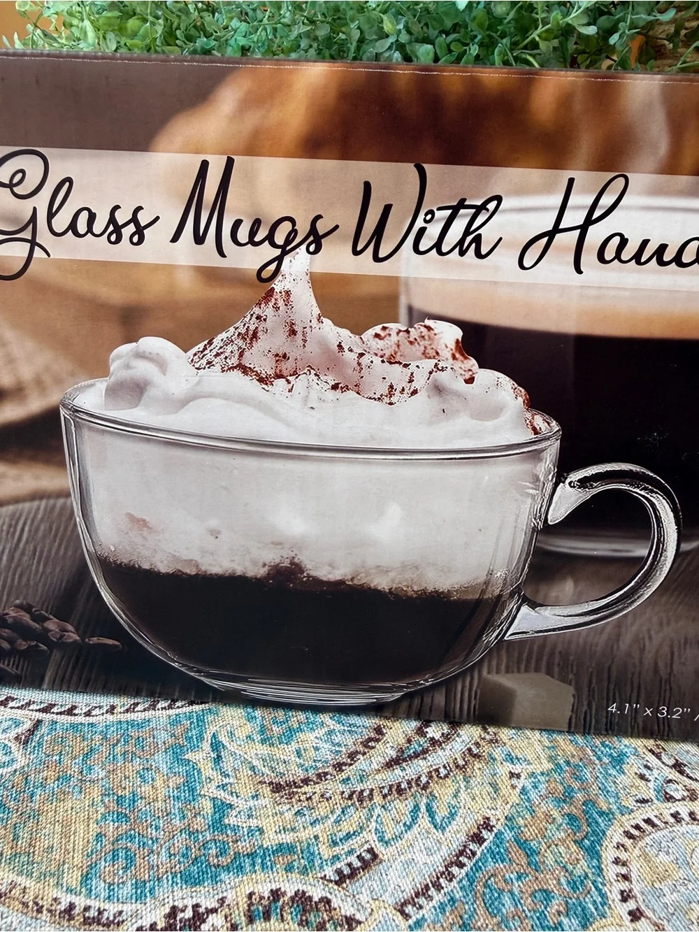 Home Basics Glass Cappuccino Cups Set Of 6 Clear Coffee Mugs 13 Oz New In Box